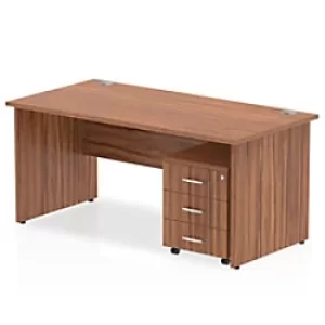 Image of Dynamic Rectangular Straight Desk Walnut MFC Panel End Leg Walnut Colour Frame Impulse 1 x 3 Drawer Mobile Pedestal 1800 x 800 x 730mm