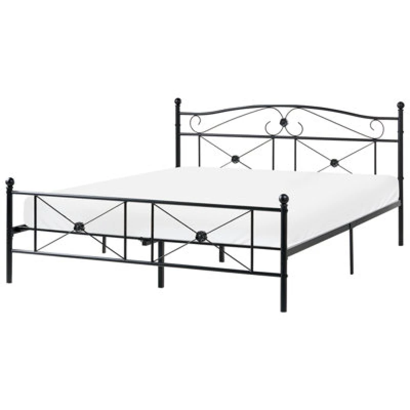 Image of Beliani Bed Metal Rodez 160 X 200 Cm (Eu King Size) Black