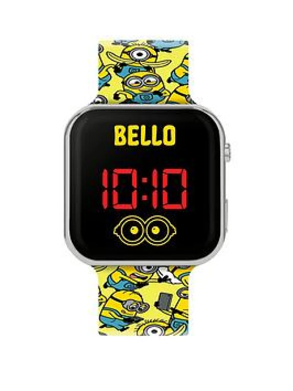 Image of Disney Kids Minions Printed Yellow Strap LED Digital Watch