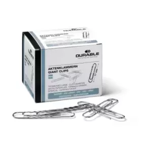 Image of Durable Paper Clips 77mm Zinc-Plated, Pack of 100
