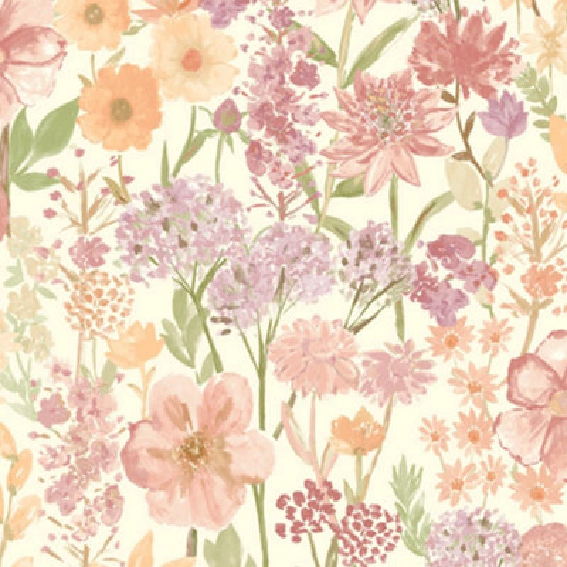 Image of Grandeco Wildflowers Cream & Red Floral Meadow Wallpaper A61603