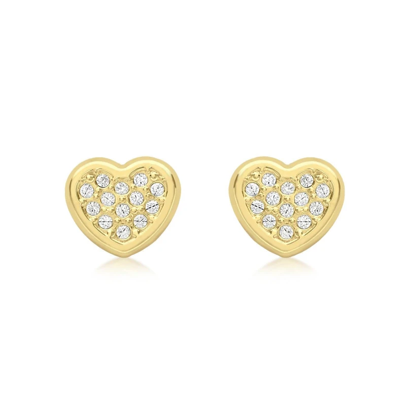 Image of Be You 9ct Gold CZ Heart Studs Gold female One Size