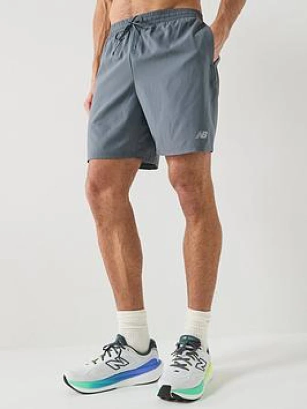 Image of New Balance New Balance Balance Nbsht7b Graphite Xl Running Short Mens - Grey S Male