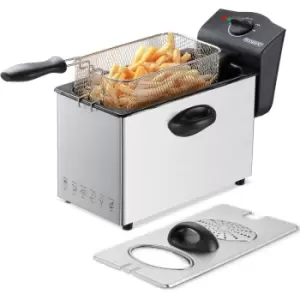 Image of Monzana Deep Fryer 4 Liters Stainless Steel With Oil 2000 Watts Removable Oil Container Adjustable Temperature Cold Zone Technology