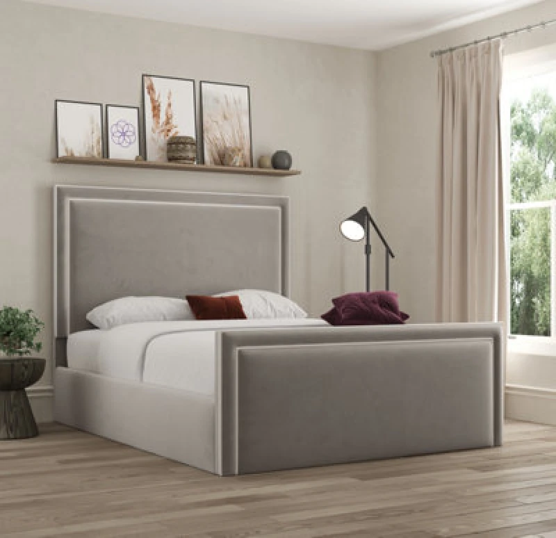 Image of Ds Living Verona Pipping Upholstered Plush Pebble Bed