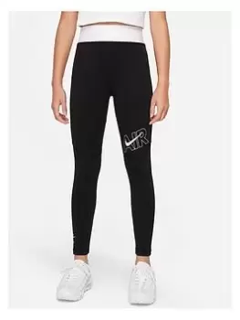 Image of Nike Older Girls Nsw Air Essential Legging - Black/White, Size Xs=6-8 Years