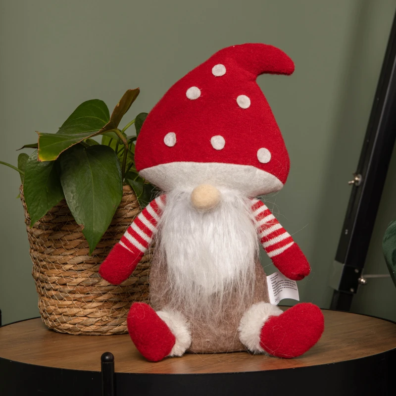 Image of 28cm Red and White Sitting Christmas Gonk with Mushroom Hat
