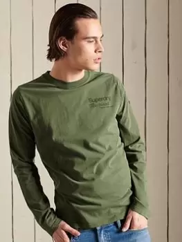 Image of Superdry Classic Logo Long Sleeve Top - Green Size M Men