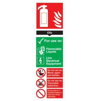Image of Carbon Dioxide Fire Extinguisher Rigid PVC Sign - 100 X 300MM - Sitesafe