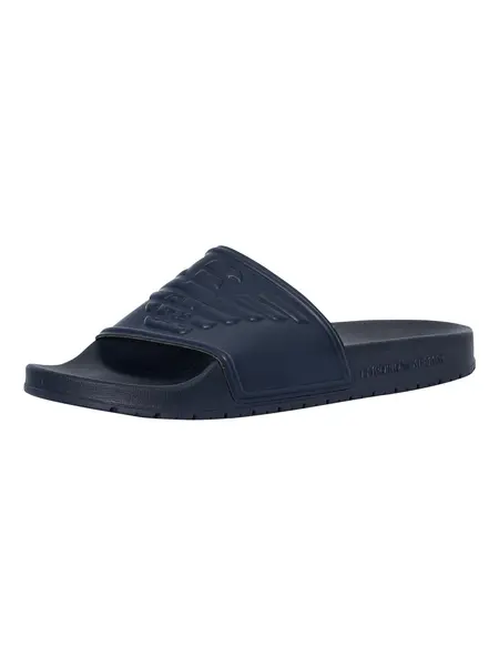 Image of Emporio Armani Logo Sliders Navy 9 UK