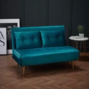 Image of Teal Velvet Futon Sofa Bed - Madison