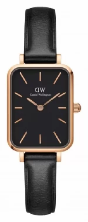 Image of Daniel Wellington Quadro Womens Rectangular Leather Strap Watch