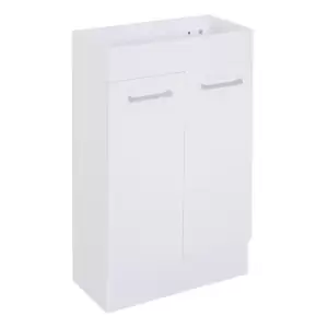 Image of Bathroom Wash Basin Cabinet With Built In Ceramic Sink Base Two Doors White