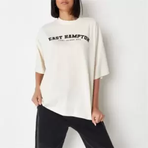 Image of Missguided East Hampton Graphic T Shirt - Cream