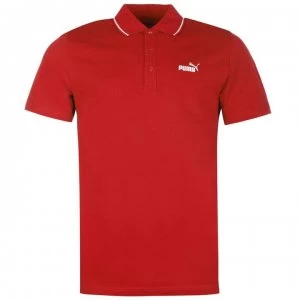 Image of Puma No 1 Logo Pique Polo Shirt Mens - Red/White