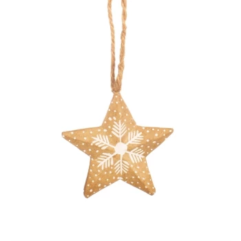 Image of Kraft Paper Star Snowflake Paper Mache Bauble