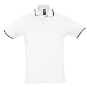Image of SOLS Mens Practice Tipped Pique Short Sleeve Polo Shirt (M) (White/Navy)