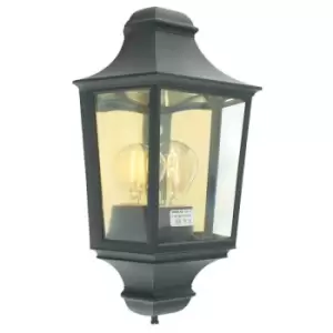 Image of 1 Light Outdoor Wall Half Lantern Light Black IP65, E27 - Elstead
