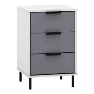 Image of Seconique Madrid 3 Drawer Bedside - Grey/White Gloss
