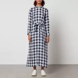 Image of Barbour Marine Checked Linen Maxi Dress - UK 8