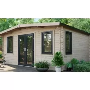 Image of Power Sheds 14 x 16ft Central Doors Apex Chalet Log Cabin