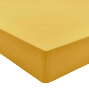 Image of Joules Cotton Percale Plain Dye Super Kingsize Fitted Sheet, Antique Gold