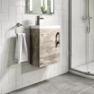 Image of 400mm Wood Effect Wall Hung Cloakroom Vanity Unit with Basin - Ashford