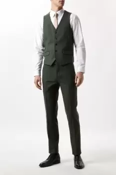 Image of Mens Slim Fit Green Tweed Suit Waistcoat