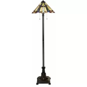 Image of Loops - 2 Bulb Floor Lamp Tiffany Style Coloured Glass Shade Valiant Bronze LED E27 60W
