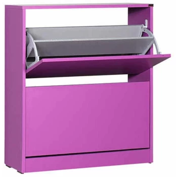 Image of Wide Two Tier Shoe Storage Cabinet - Holds up to 14 Pairs in Purple - Purple