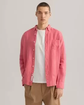 Image of GANT Men Regular Fit Garment-Dyed Linen Shirt (S) Pink