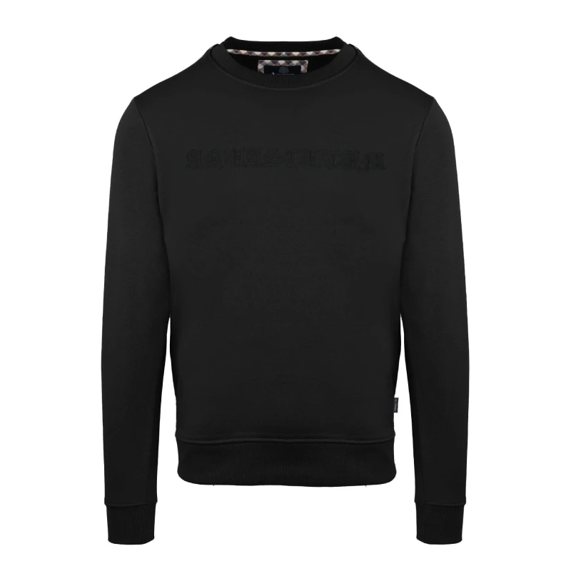 Image of Aquascutum Mens Round Neck Crew Sweatshirt Black male Small