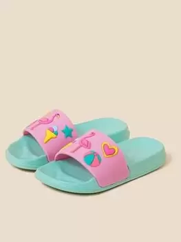 Image of Accessorize Girls Funshine Sliders - Blue Size 2-3 Older