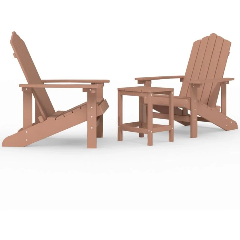 Image of VIDAXL Garden Adirondack Chairs with Table hdpe Brown Vidaxl 8720286847251