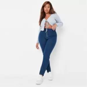 Image of Missguided Plus Ring Zip Outlaw Jegging - Blue