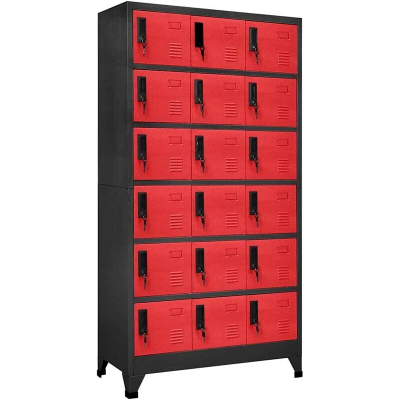 Image of VIDAXL Locker Cabinet Anthracite and Red 90x40x180cm Steel Vidaxl 8720286701393