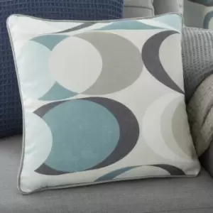 Image of Fusion Sander Geometric Print 100% Cotton Piped Edge Filled Cushion, Duck Egg, 43 x 43 Cm