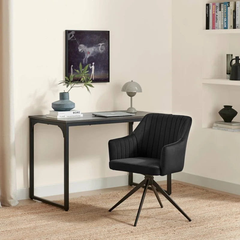 Image of FurnitureboxUK FurnitureboxUK Calla Black Velvet Swivel Office Chair Black One Size Unisex 5056784312650