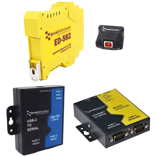 Image of BRAINBOXES US-757 2 Port Industrial RS-232 USB-C to Serial Adapter