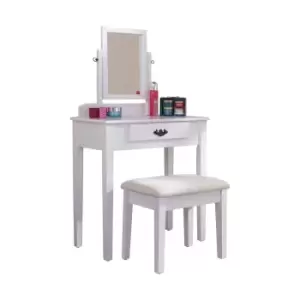 Image of Shaker Dressing Table Mirror And Stool Set White
