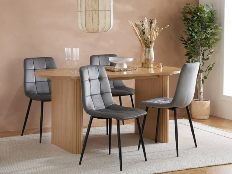 Image of Birlea Axel Black Dining Table and 4 Chair Set