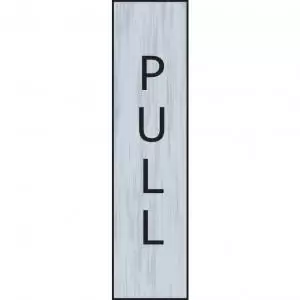 Image of Self adhesive semi-rigid Pull vertical Sign in Stainless Steel Effect