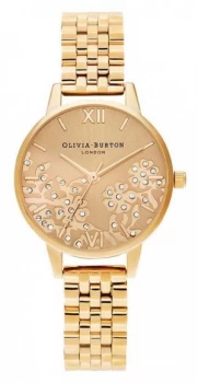 Image of Olivia Burton Womens Bejewelled Lace Gold Tone Watch