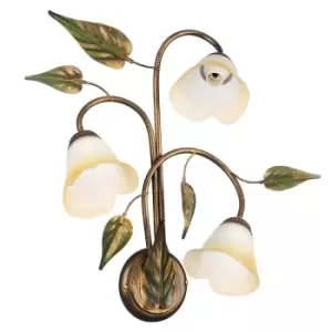 Image of Miranda 3 Light Wall Lamp, Antique Gold, Glass Shades