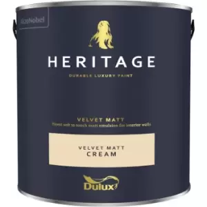 Image of Dulux Heritage Velvet Matt Cream Matt Emulsion Paint 2.5L