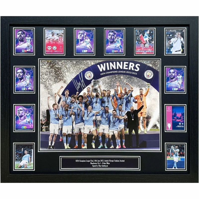 Image of AllStarSignings Ltd Ilkay Gundogan signed framed Manchester City photo Blue unisex One Size