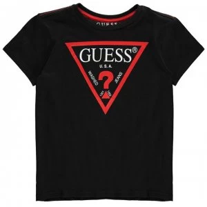Image of Guess Logo T Shirt - Black/Red JBLK