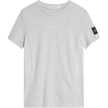 Image of Calvin Klein Badge T Shirt - Grey Hthr PZ2