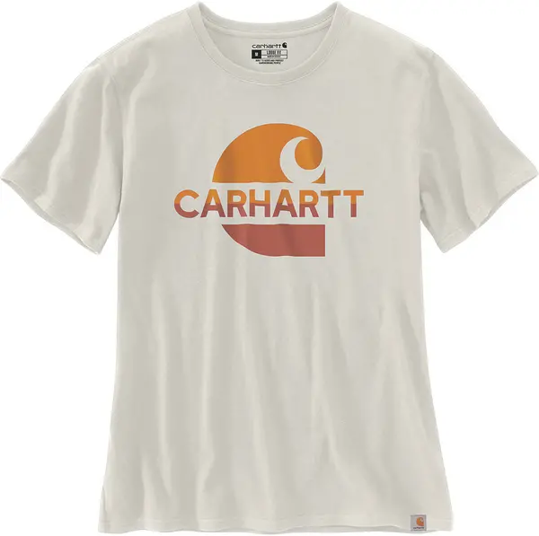 Image of Carhartt Loose Fit Heavyweight Faded C Graphic Ladies T-Shirt, beige, Size S for Women