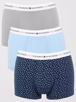 Image of Tommy Hilfiger 3 Pack Trunks - Grey/Blue , Multi, Size 2XL, Men